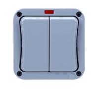 Aramox Interruttore da Esterno, Interruttore Elettrico a 2 Gruppi ABS IP66 20A con Indicatore Luminoso, Controllo Singolo a Montaggio Superficiale per Illuminazione Esterna da Cantiere per Uso su
