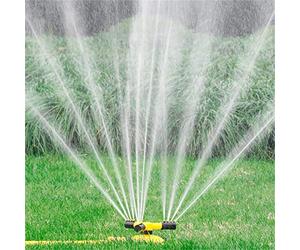 Aramox Irrigatore Rotante Automatico Irrigatore per Prato Rotante in Plastica 360 Gradi Azionato Ad Acqua 2 modalità di Spruzzo Ampia Copertura per Cespugli da Giardino Cintura Verde (#1)