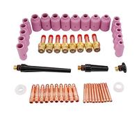 Aramox Kit di Materiali di Consumo Corpo Pinza per Lente Gas TIG 51 Pezzi Adatto per Torcia per Saldatura TIG WP 17/18/26, Elettrodo di Tungsteno Lantanato per Saldatura Liscia, Parti di Ricambio