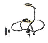 Aramox Mani Amiche con Lente di Ingrandimento 5X e Lampada LED, 3 Bracci | Stazione di saldatura alimentata tramite USB, 4 clip rivestite in gomma, 3 modalità di illuminazione, base con morsetto a