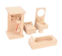 Aramox Mini Set di Giocattoli da Bagno Design Sicuro in Legno di Faggio per Giochi Fantasiosi per Bambini, Accessori per Mobili Portatili per il Compleanno