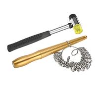 Aramox Misuratore per Anelli in Metallo Set di Strumenti per Dimensionare Anelli da 33 Mm 1,3 Pollici con Misuratori per a Mandrino e Martello per la Creazione di Gioielli Misurazione Accurata degli