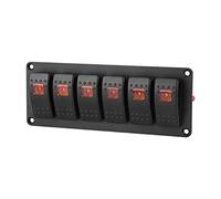 Aramox Pannello di Interruttore a Bilanciere a 6 Gang a LED Pannello Interruttore a Levette a 6 Gang a Bilanciere Banda per la Barca per Marine per Auto con in Alluminio e Adesivi di Etichetta