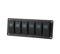 Aramox Pannello di Interruttore a Bilanciere a 6 Gang a LED Pannello Interruttore a Levette a 6 Gang a Bilanciere Banda per la Barca per Marine per Auto con in Alluminio e Adesivi di Etichetta