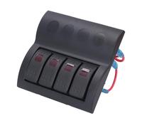 Aramox Pannello Interruttori a 4 Gruppi, Materiale ABS con Protezioni da Sovraccarico, Ripristino di Sicurezza Precablato per Applicazioni Bus Marini 12V 24V