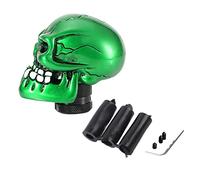 Aramox Pomello del per Auto Pomello del con Teschio in Resina Colata a Freddo Manuale Universale con Adattatori da 8 Mm 10 Mm 12 70 per Driver di Modifica degli Interni dell'Auto (GREEN #02)