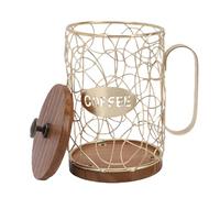 Aramox Porta Cialde caffè con Coperchio Cestello per Capsule caffè in Legno Massello e Metallo 7,68 X 5,71 Pollici Organizzatore Salvaspazio di Grande capacità per Bancone Bar di Hotel Bar di Casa