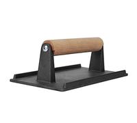 Aramox Pressa per Bistecca in Ghisa con Manico in Legno Massiccio, Superficie Scanalata da 8,3 X 4,1 X 3,0 Pollici per Hamburger, Pancetta, Salsicce su Padella per Barbecue per Casalinga