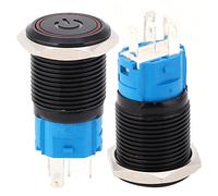 Aramox Pulsante dell'interruttore Metallico Bloccante Auto -Bloccante in Acciaio Inossidabile Impermeabile 16 Mm Indicatore a LED Rosso per Applicazioni Industriali (3-6VDC)