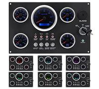 Aramox Quadro Strumenti per Barche, 12V 5 Gauge Cluster Gauge Cluster Panel 7 Colori Retroilluminazione Livello Olio Temperatura Acqua Pressione Olio Tensione Display 0-3000RPM