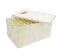 Aramox Scatola Portaoggetti Pieghevole per Guardaroba con Coperchio, 9 Griglie, Organizer per Vestiti, Pantaloni, Maglioni, Camicie, Divisori Rimovibili Facile Regolazione, Mantiene i Vestiti (Beige)