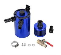 Aramox Serbatoio dell'olio per Auto, Serbatoio Universale per Serbatoio dell'olio in Lega di Alluminio con Kit di Accessori a 2 Porte Nastro Nero Blu Rosso(Blu)