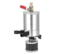 Aramox Serbatoio dell'olio per Auto, Serbatoio Universale per Serbatoio dell'olio in Lega di Alluminio con Kit di Accessori a 2 Porte Nastro Nero Blu Rosso(Argento)