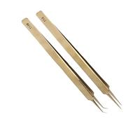 Aramox Set di Pinzette in Lega di Alluminio con Punta a Punta, 2 Pezzi, 15 Cm, Dritta e Curva, Fine per Laboratorio di Creazione di Gioielli, Riparazioni Elettroniche, Artigianato