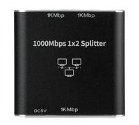 Aramox Splitter Gigabit Ethernet, Switcher di Rete RJ45 in Lega di Alluminio da 1 a 2 1000 Mbps, Collega 2 Dispositivi Contemporaneamente, Adattatore Cablato Compatto per PC Router IPTV