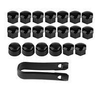 Aramox Tappi copridado a vite, 20 pezzi Coprivite auto 17mm Dado Ruota auto Protezione vite auto Tappo di copertura antifurto (Nero)