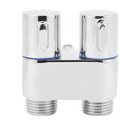 Aramox Valvola Ad Angolo 1 in 2 Out G1/2 Filettatura Maschio Valvola in Ottone a Doppio Controllo per Bagno WC Bidet, Distribuzione dell'Acqua Ad Alta Efficienza con Interruttori Indipendenti,