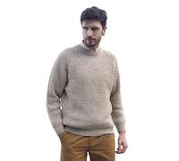 Aran Crafts Maglione irlandese da pescatore, girocollo a costine, di lana, da uomo (100% pura lana), M