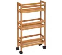 Aran Natural-Lab Carrello Multiuso in Bambù a 3 Ripiani, Organizer per Materiali Artistici e Pennelli, Scaffale con Ruote per Hobby Creativi, Scrapbooking e Disegno, 36x15x74,5 cm