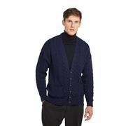 Aran Woollen Mills Cardigan da uomo in maglia irlandese 100% lana merino con scollo a V, Marina Militare, M