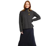Aran Woollen Mills Cardigan Irlandese Asimmetrico a più Cavi in Lana (Grigio Ardesia, L)