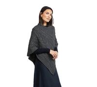 Aran Woollen Mills Poncho in Maglia Irlandese per Donna Cardigan Triangolare in Lana Merino Super Morbida Made in Ireland (Grigio Ardesia)