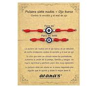 arana's - Bracciale 7 nodi con occhio turco donna uomo bambini neonati - Per il malocchio - Filo rosso protezione energia negativa - Amuleto fortunato - Coppie familiari amici, Ajustable de 11 cm