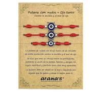 arana's Bracciale 7 nodi con occhio turco per donna, uomo, bambini, neonati, contro il malocchio, filo rosso protezione energia negativa, amuleto portafortuna, coppia famiglia amici, Ajustable de 11