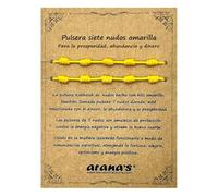 arana's - Bracciale 7 nodi giallo donna uomo - Per abbondanza e denaro - Filo giallo protezione energia negativa - Amuleto della buona fortuna - Prosperità intelligenza studi, 15 cm - 28 cm, Nylon