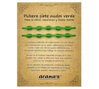 arana's - Bracciale 7 nodi verde donna uomo - Per la salute e la speranza - Filo verde protezione energia negativa - Amuleto della buona fortuna, Ajustable 15 cm - 28 cm, Nylon