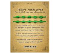 arana's - Bracciale 7 nodi verde donna uomo - Per la salute e la speranza - Protezione del filo verde Energia negativa - Amuleto portafortuna, Ajustable 15 cm - 28 cm, Nylon