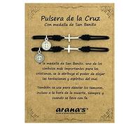 arana's® - Bracciale croce uomo donna - Medaglia di San Benedetto - Buona fortuna protezione - Confezione 2 braccialetti religiosi filo rosso nero unisex - Contro il malocchio - Regali originali