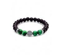 arana's - Bracciale pietre naturali autentiche - Onix agata nera tormalina ossidiana occhio di tigre rosa - Medaglia San Benedetto - Regali originali per donna - Protezione malocchio - Unisex, 16 cm,