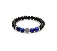 arana's - Bracciale pietre naturali autentiche - Onix agata nera tormalina ossidiana occhio di tigre rosa - Medaglia San Benedetto - Regali originali per donna - Protezione malocchio - Unisex, 16 cm a