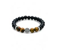 arana's - Bracciale pietre naturali autentiche - Onix agata nera tormalina ossidiana occhio di tigre rosa - Medaglia San Benedetto - Regali originali per donna - Protezione malocchio - Unisex, 16 cm,