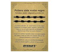 arana's - Bracciale sette nodi nero donna uomo - Filo nero del destino - Protezione energia negativa - Amuleto della buona fortuna, Desde 15 cm a 28 cm, Nylon