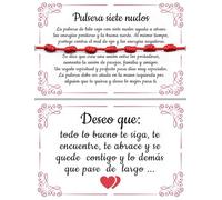 arana's® - Bracciale sette nodi rosso originale contro il malocchio - 7 chakra amuleto buona fortuna - Filo rosso protezione energia negativa - Regalo originale donna uomo coppia amici, Desde 11 cm a