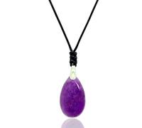 arana's - Ciondolo ametista donna e uomo - Collana regolabile con pietra naturale goccia d'acqua - Cristalli curativi e pietre energetiche - Regali originali, 35 cm ajustable hasta los 75 cm, Pietra