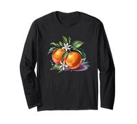 Arance e Fiori ad Acquerello Botanical Fruit Art Maglia a Manica