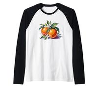 Arance e Fiori ad Acquerello Botanical Fruit Art Maglia con Maniche Raglan