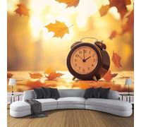 Arancia Carta Da Parati 3D Paesaggio Autunnale Moda Decorazione da Muro XXL Sveglia Forma Di Foglia D'Acero Poster Gigante Design Carta 200×140cm Per Casa Ufficio Camera Da Letto Gabinetto Soggiorno