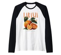 Arancia Vintage Aroma Tropicale Frutta Biologica Arte Botanica Maglia con Maniche Raglan