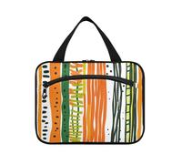 Arancio e Verde Motivo a Strisce Doodle Art Hanging Kit per gli Uomini Viaggio con gancio, Designer Unisex Borsa per la Cura della Pelle per Viaggiare Donne Vacanza Porta cosmeticos Mujer para cartera