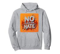 Arancione Anti Bullismo No Place for Hate Statement Felpa con Cappuccio, Unisex per Adulti, Grigio Melange, M