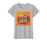 Arancione Anti Bullismo No Place for Hate Statement Maglietta, Donna, Grigio Melange, S