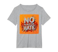 Arancione Anti Bullismo No Place for Hate Statement Maglietta, Donna Plus-Size, Grigio Melange, 1X