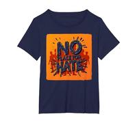 Arancione Anti Bullismo No Place for Hate Statement Maglietta, Donna Plus-Size, Navy, 1X