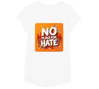 Arancione Anti Bullismo No Place for Hate Statement Maglietta, Ragazze, Bianco, M