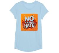 Arancione Anti Bullismo No Place for Hate Statement Maglietta, Ragazze, Celeste, XS