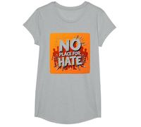 Arancione Anti Bullismo No Place for Hate Statement Maglietta, Ragazze, Grigio Melange, L